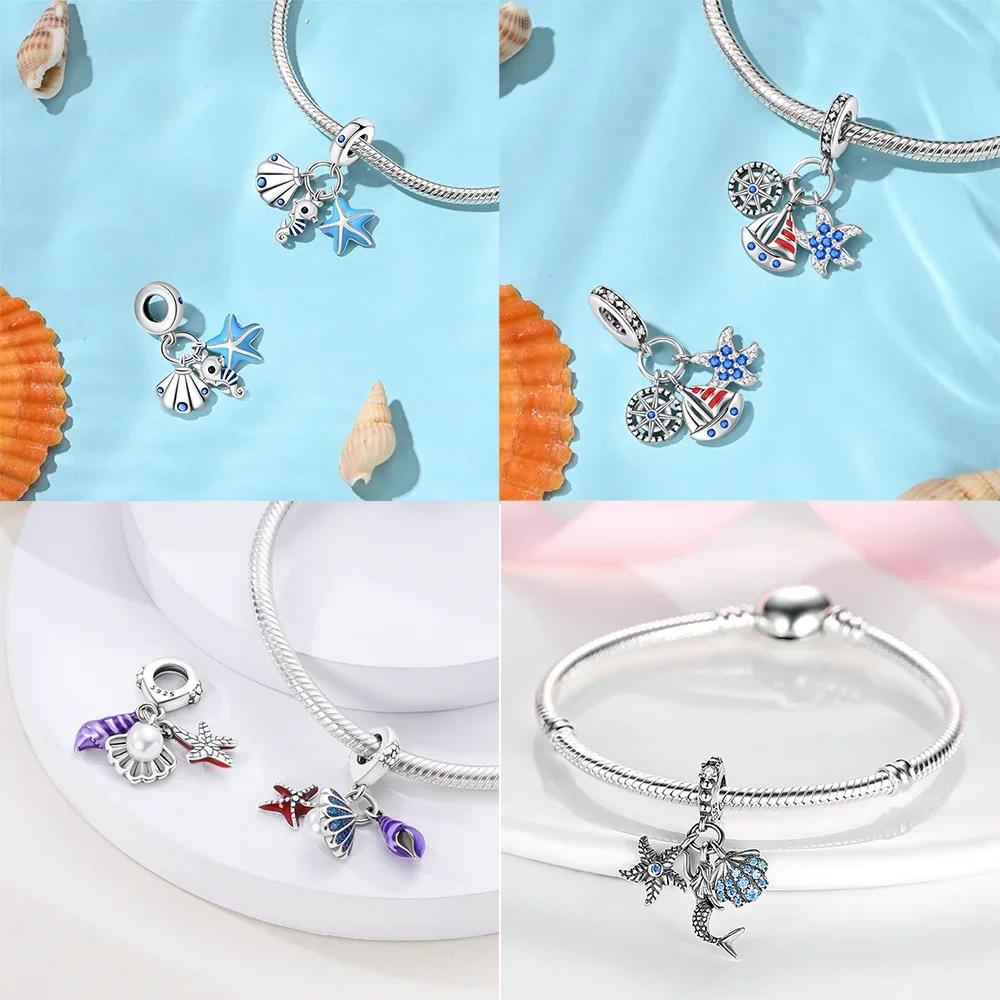Copper Ocean World Series Sea Turtle Starfish Little Crab Octopus Charms Bead Fit Bracelet Diy Jewelry