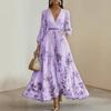 Spring 2026 Women's V-Neck Elegant Solid Pleated Dress - European & American Style
