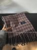 2024 Women's Korean-Style Blue & Brown Plaid Double-Sided Winter Scarf