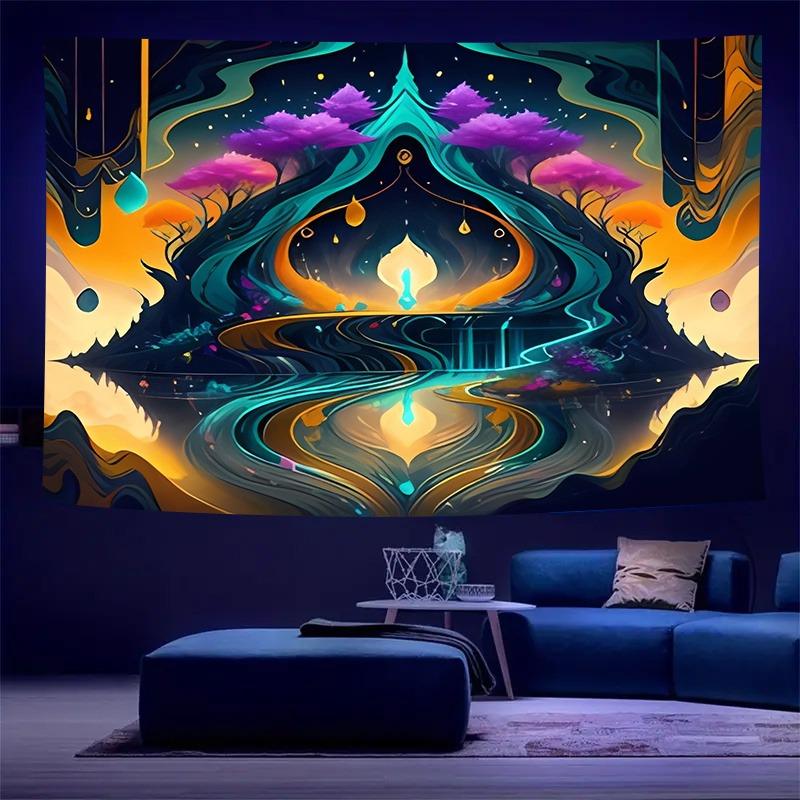 Ultraviolet Bubble Giant Tree Luminous Tapestry, Indoor Mood To Create Atmosphere, Psychedelic Luminous Art, Bedroom Decoration