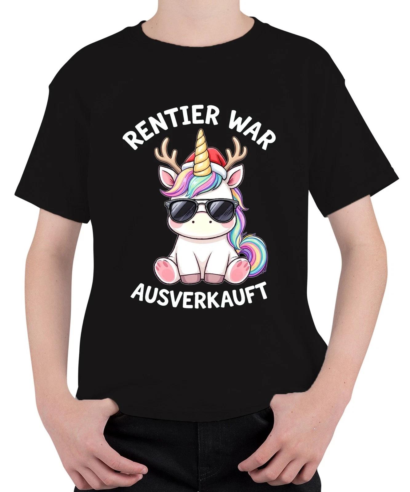 Rentier ausverkauft Einhorn Weihnachten Weihnachtsmütze Geschenk Unisex Kinder T XXXL