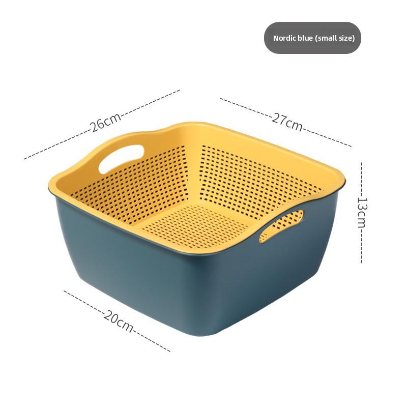 Double-layer Thickened Vegetable Wash Basin Drain Basket Plastic Large Bowl Rack Household Leaking Two-piece Set Dormitory Storage Washing Fruit