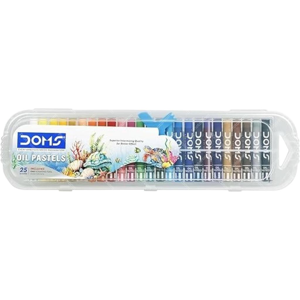 Doms 25 Shades Oil Pastel Set With Case For Drawing Coloring Art Supplies For Kids School Use Multicolor Set