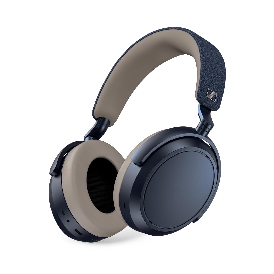 

Sennheiser MOMENTUM 4 Wireless Premium Sound Quality Wireless Headphones with Denim Noise Low aptX Adaptive Finish, High-Performance Drivers, джинсовий