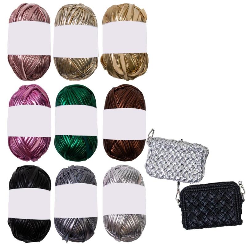 6 Pieces Crochet Yarn Metallic T-Shirt Yarn Fabric Cloth Knitting Yarn Polyester Yarn for Bag Cushion Knitting