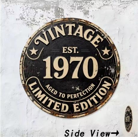 Vintage Limited Edition Round Metal Sign Retro Aged to Perfection Wall Decor for Bar Cafe Home