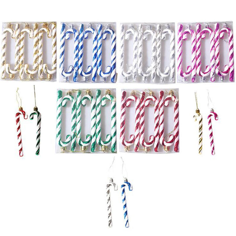 6 STÜCKE Glitzer Zuckerstange Weihnachtsbaumschmuck Niedliche Zuckerstange Baumhängeornament für Feiertags-Partydekoration Gastgeschenk