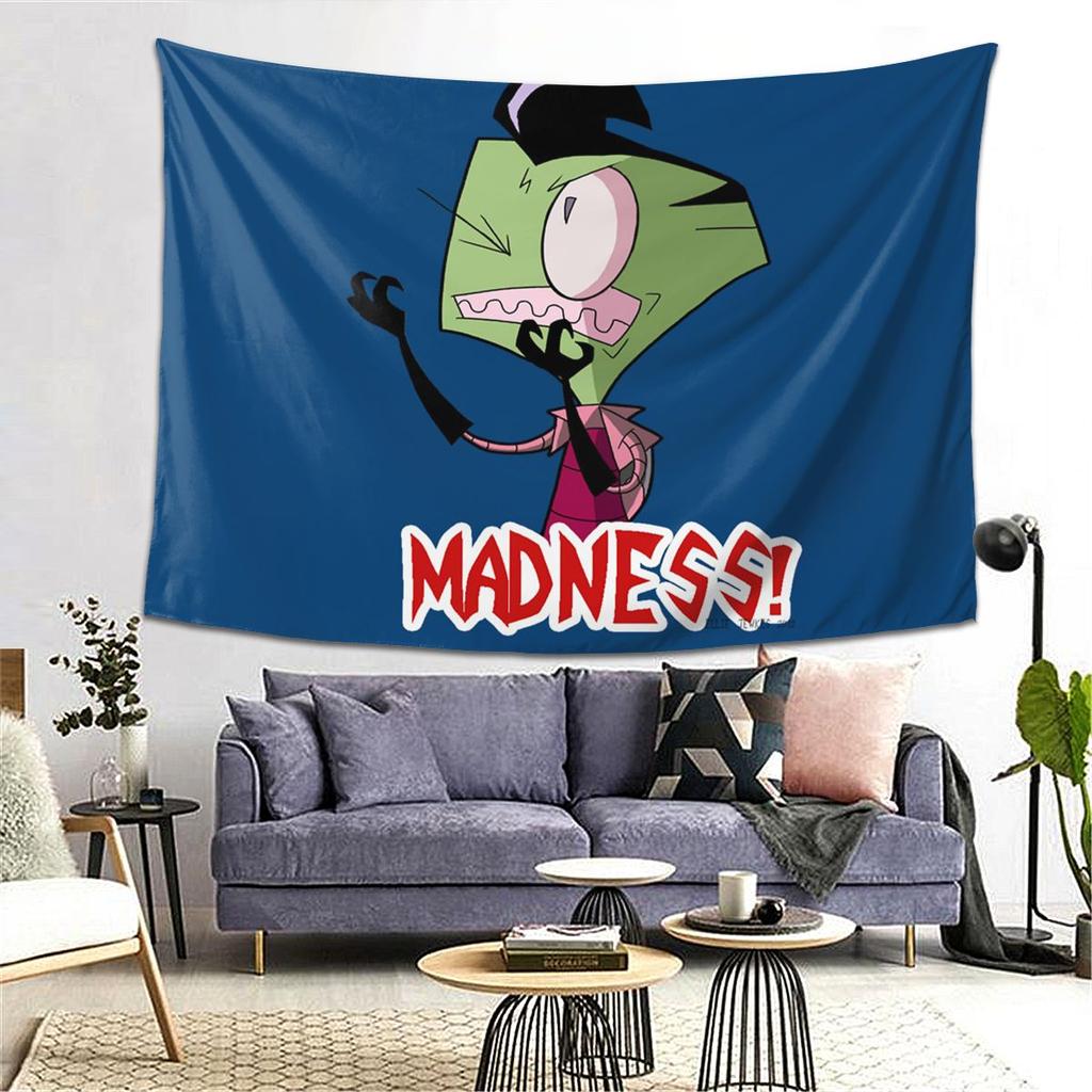 Invader Zim Madness Tapestry Decor Art Aesthetic Tapestries for Living Room Bedroom Home Wall Cloth Wall Hanging