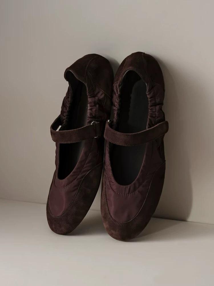 

Версия из овчины~ Повседневные туфли-балетки Мэри Джейн с круглым носком и неглубоким вырезом на липучке, женские осенние балетки 35 коричневый