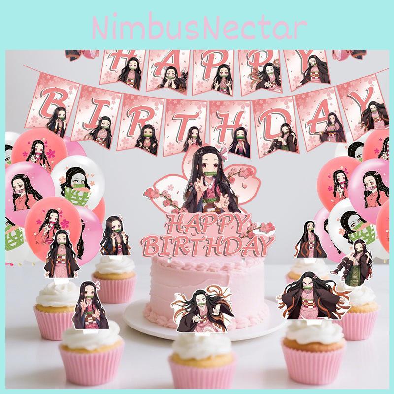 Slayer Kimetsu Demon No Yaiba Children Party Decorations Balloons Toppers Cake