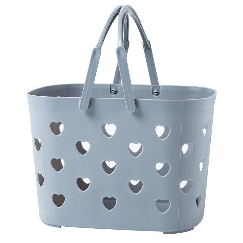 Handheld Heart-Shaped Plastic Laundry Basket for Student Dorms