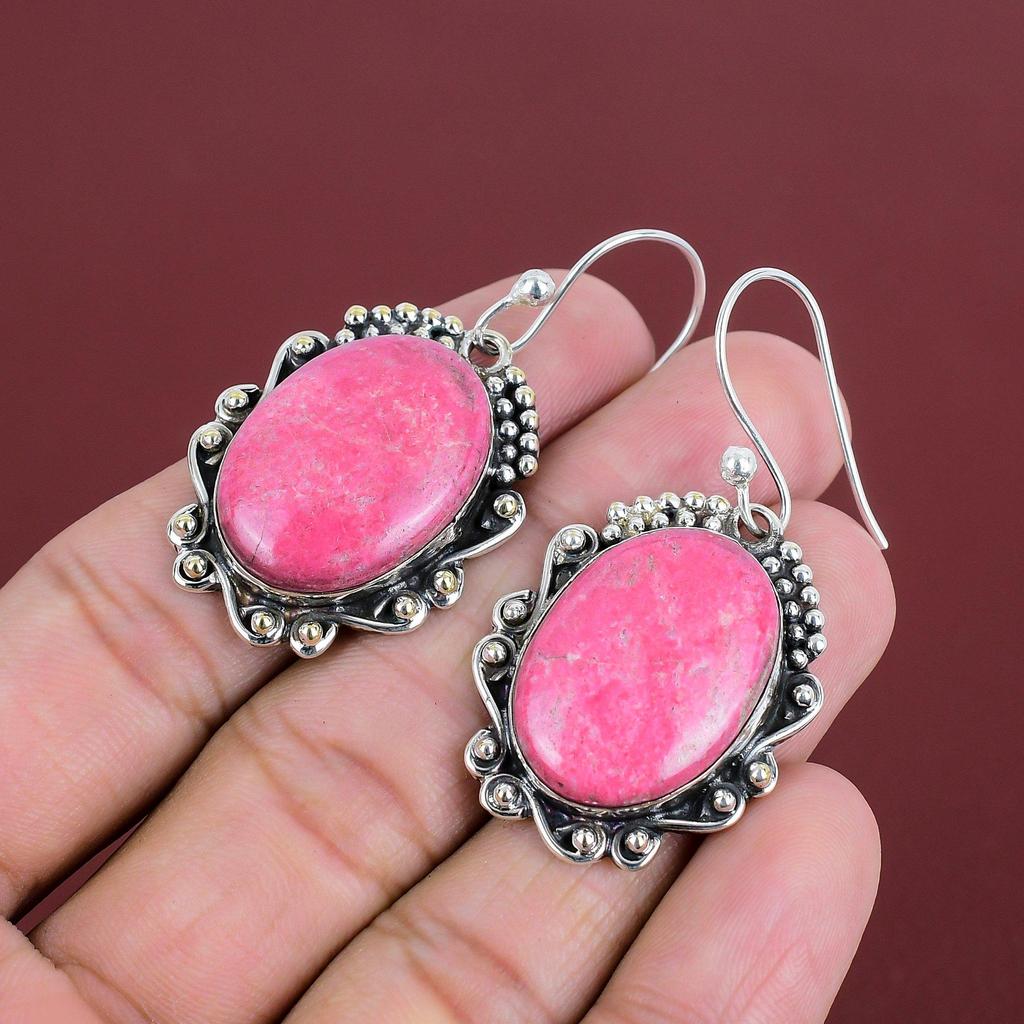 Thulite Earring 925 Sterling Silver Earring Amazing Jewelry Genuine Gemstone Earring Handmade Thulite Jewelry Gifts For Women Unique Earring