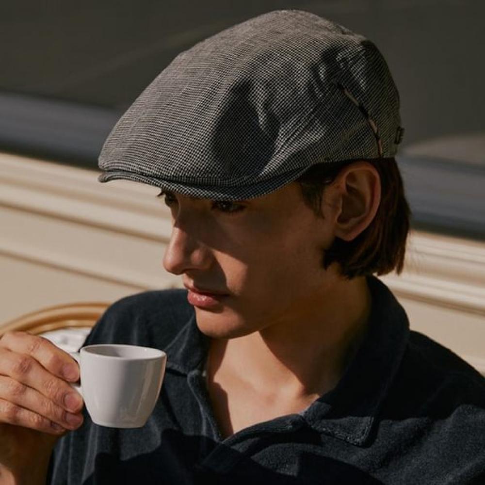 Daks Black Check Linen Blend Hunting Cap [dche6e757bk] Single option