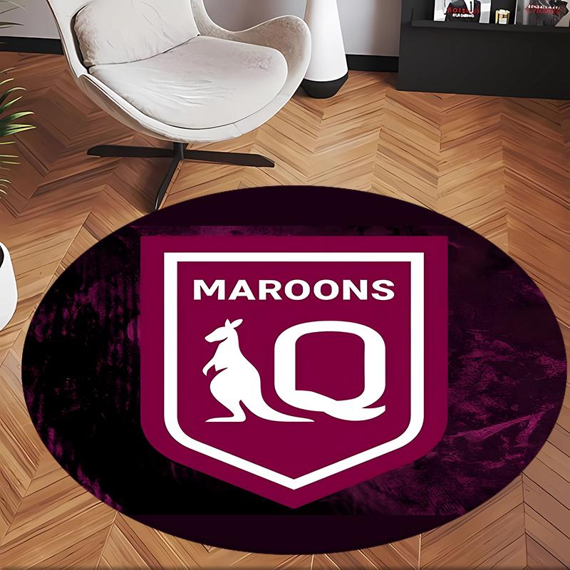Queensland Maroons (1) Round Office Rug Decorative Floor Rug for Office Bedroom Living Room and Home Space