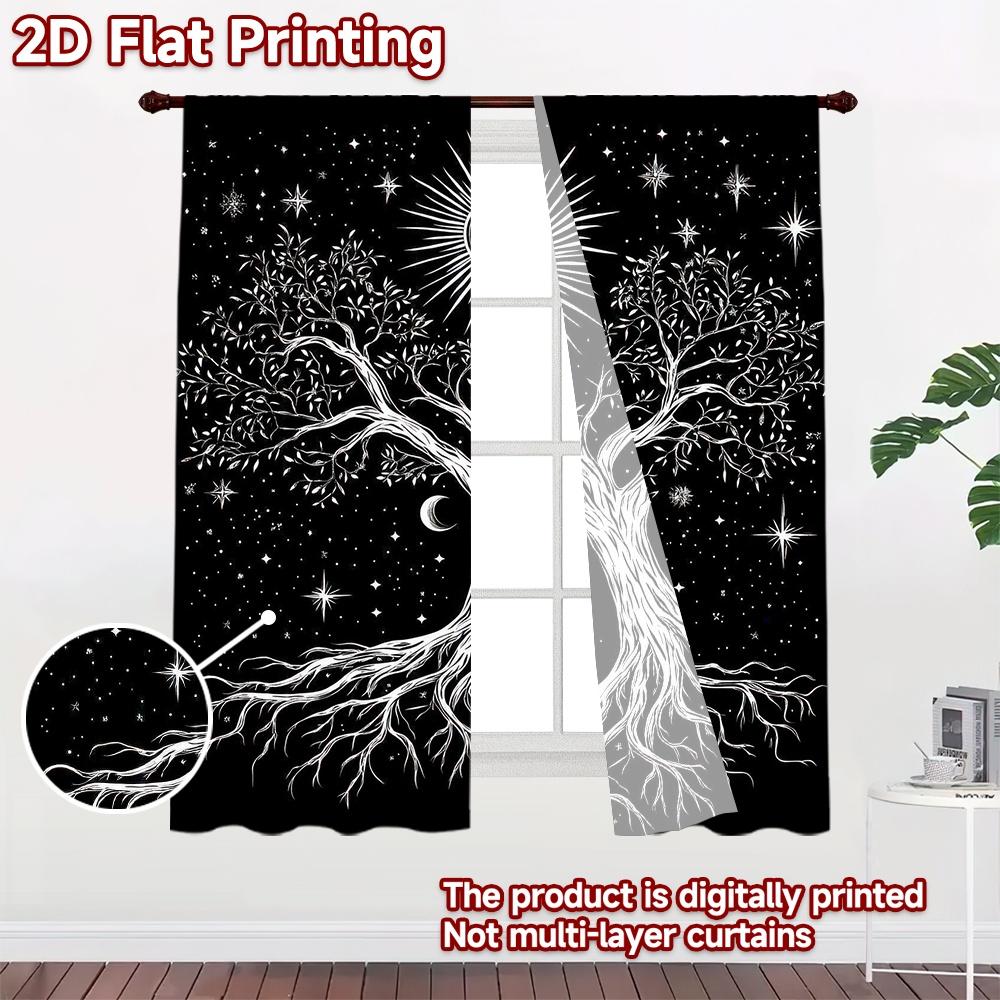 2D flat Photography Backdrop Scene Backdrop Celestial Tree and Stars 100% Polyester Birthday Party Use for Suitable for home