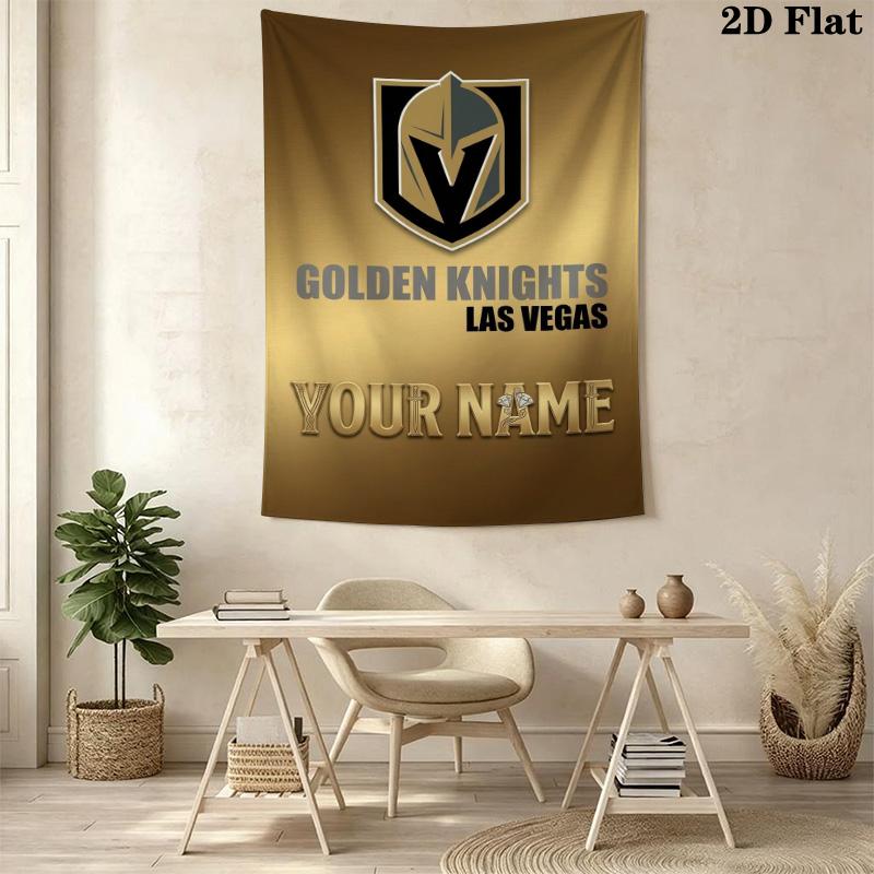 Name Custom Vegas Golden Knights Wall Tapestry Aesthetic Wall Hanging Printed Fabric Blanket Decorative Tapestries for Bedroom Living Room Home Decor