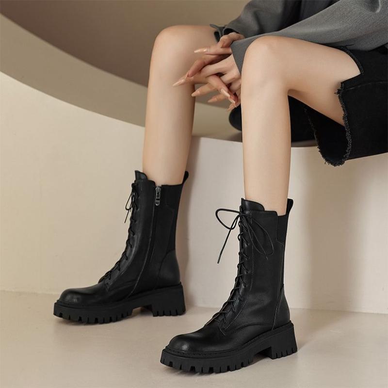 Fashion Autumn Winter Platform Half High Boots for Women Trend 2025 Gothic Pu On Promotion Gyaru Large Size Warm 39 Mid Calf Shoes Woman
