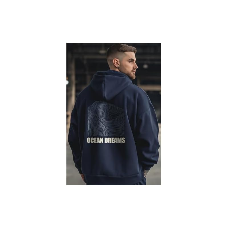 NOBERO Men s Cotton Neck Hooded Oversized Fit Sweatshirt (1M-TWRH-C0737_Navy Blue 2_Medium) 3XL синий