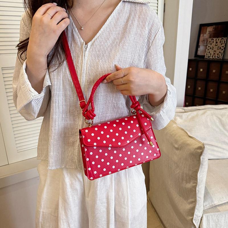Yogodlns Korean Style Polka Dot Shoulder Bag Casual Crossbody Small Square Bag Fashion Trendy Handbag Women Work Shoulder Bag