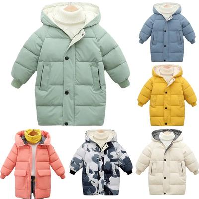 Children's Cotton Long Outerwear Men's and Women's Clothing Down Cotton Jacket Thickened Cotton Jacket Baby's Medium Length Thicken Warm Cotton Jacket