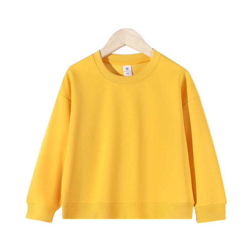 320g Cotton Kids' Round Neck Sweatshirt - Autumn/Winter Casual Solid Color Pullover