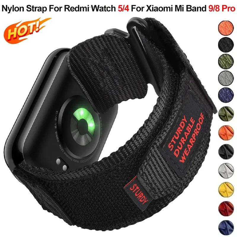 Nylon Loop Strap For Redmi Watch 5 4 Sport Bracelet Interchangeable Wristband For Xiaomi Mi Band 9/8 Pro Adjustable Watch Strap