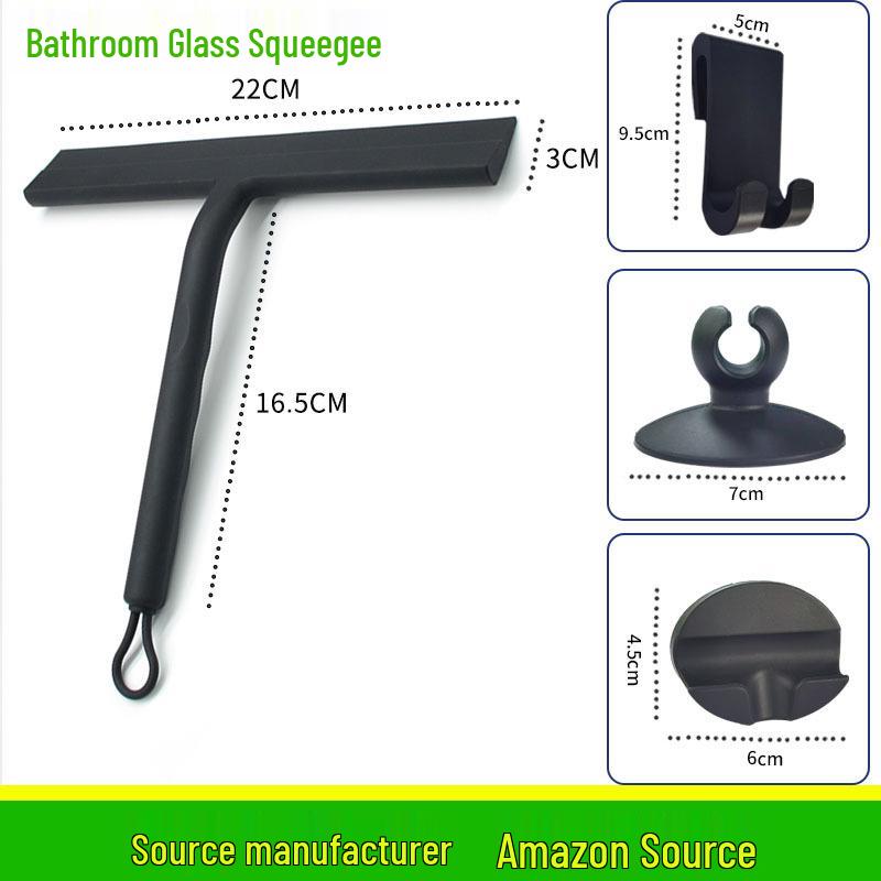 Silicone Glass Squeegee with Hook for Bathroom and Window Cleaning