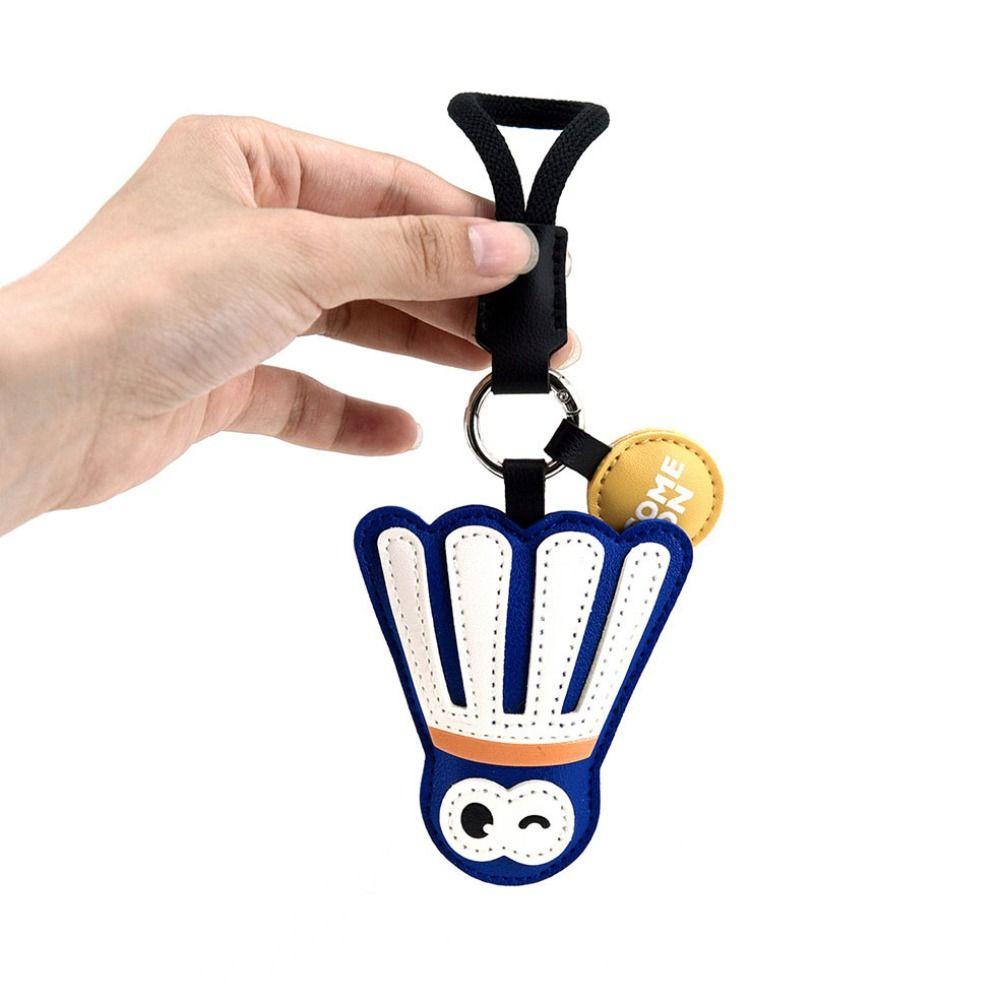 Pingente de Couro para Tênis de Mesa Anti-perda Costurado à Mão Badminton Chaveiro de Desenho Animado Ornamento Acessórios