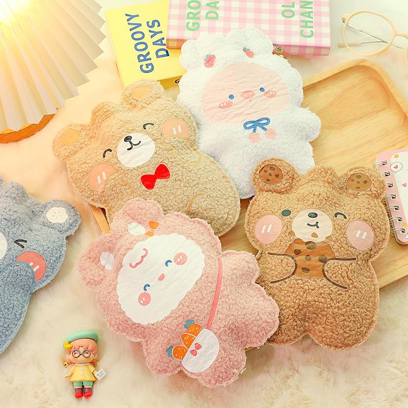 Winter Teddy Cartoon Bear-Shaped Plush Hot Water Bag - Small, Portable Hand Warmer for Students