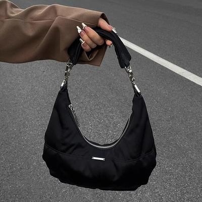 Sac à main rétro pour femme, sac à bandoulière noir tendance Spice Girls, sac à main souple pour femme