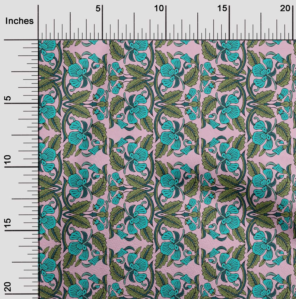 oneOone Bavlněná flexibilní tkanina s listy a květinovým blokem potištěná řemeslná tkanina BTY 40 palců