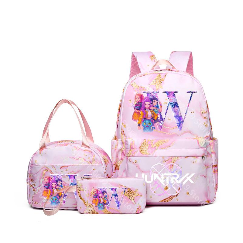 3pcs/set KPop Demon Hunters Girls Schoolbag Lunch Bag PencilCase Student Cartoon Backpack Bento Pouch Pen Bags School Supplies Gift