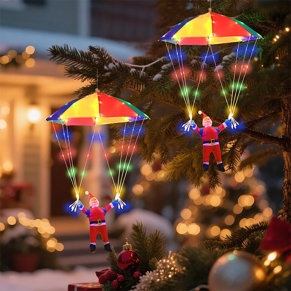 Magic Flying Parachuting Santa LED Lights USB/Battery/Solar Powered Funny Family Christmas Eve Decorations Ornament String Light
