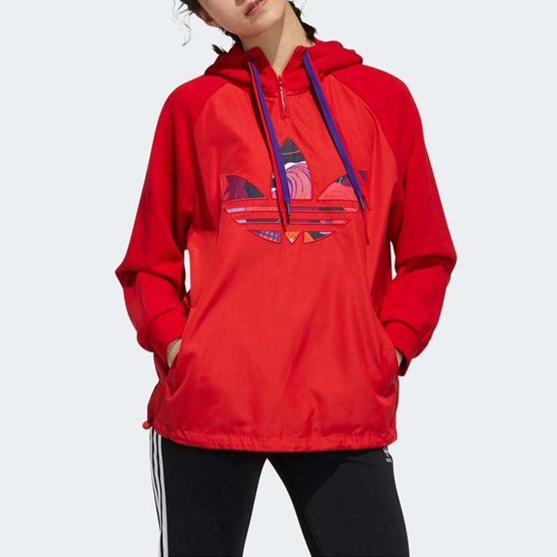 Adidas Originals Cny Hoody Sports Embroidered Logo Hoodie Women Hoodies Light-Crimson GN4737