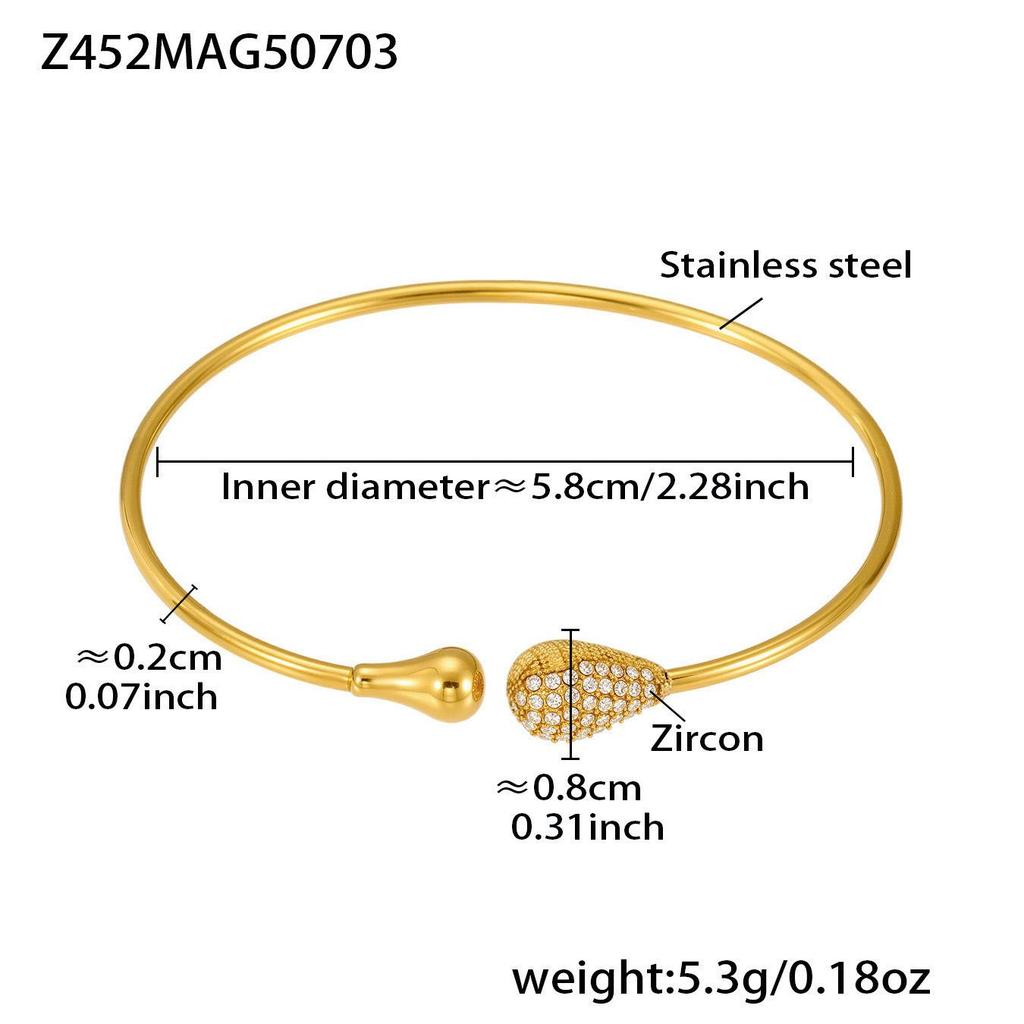 18K Goldbeschichteter Edelstahl Zirkon Geometrisches Offenes Armreif-Set