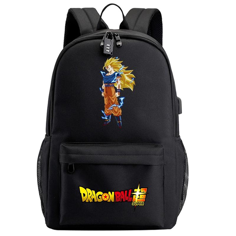 Anime Dragon Ball Black Usb Backpack for Teenager Girl Boy Back To Schoolbag Laptop Bag Daily Book Bag Men Women with Lightweight Bagpack Mochila