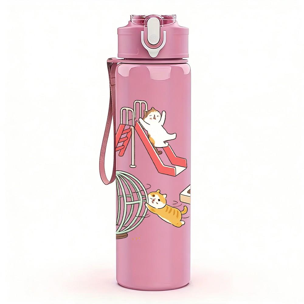 1PC Sneaker Shoe Retro Art Print 750ml Color Plastic Sports Water Bottle Leakproof Flip Straw Lid Suitable for Sports Office Home Use