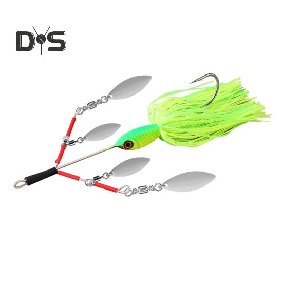 

13CM/27G силиконовая юбка рыболовная приманка с вращающимся лезвием крючком цветные усы свимбейт искусственная приманка аксессуары для соленой и пресноводной рыбалки зелёный/жёлтый
