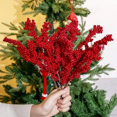 1/20 ΤΕΜ. Τεχνητά μούρα Χριστουγεννιάτικη Διακόσμηση Κλαδιά από κόκκινα μούρα για Χριστουγεννιάτικο Δέντρο Διακοσμητικά Τραπεζιού Σπιτιού Στεφάνι από κόκκινο φρούτο