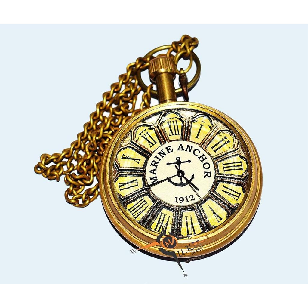 Montre de poche antique avec étui en cuir, cadeau vintage