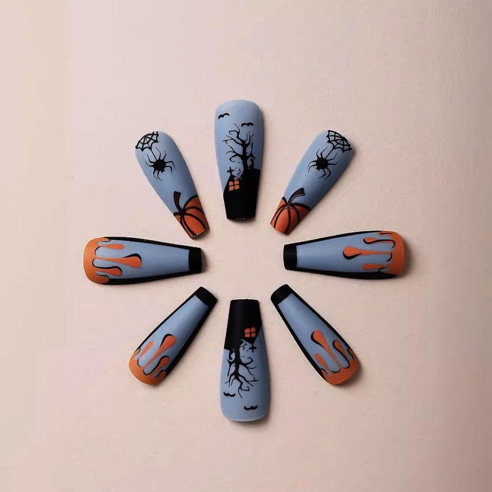 Visual Impact Halloween Fake Nails Various Styles Handmade Wear Nail Cosplay
