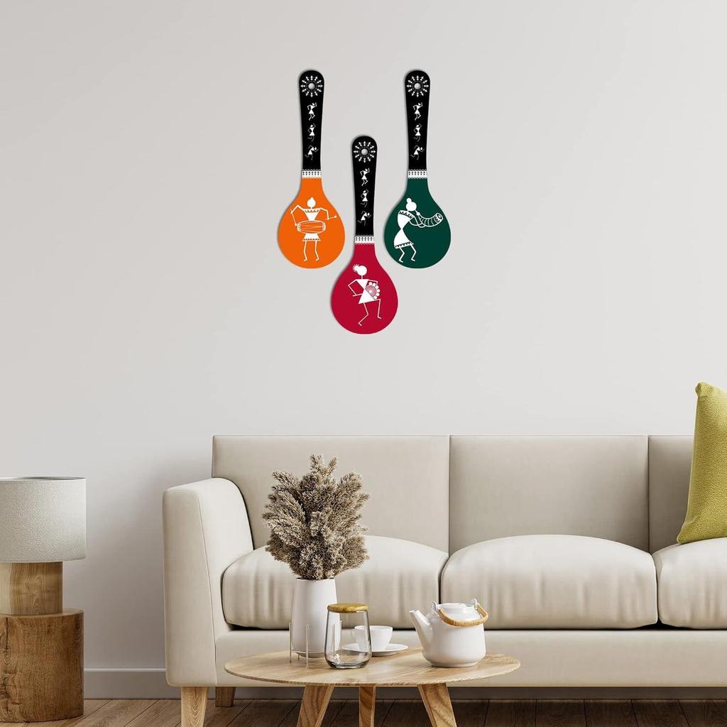 Warli Art Wooden Wall Hanger For Home | Office | Living Room | Gift | Modern Decoration Items | Kitchen Wall Decor | Home Decor Hanging