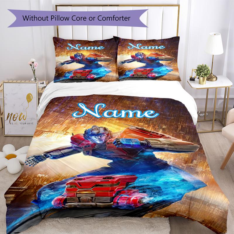 Transformers Fans Customize your name Bedding Set Breathable Duvet Cover with Pillowcases Home Decoration Birthday Gift