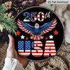 2D Flat, 1pc Round Aluminum Hanging Sign, 250th USA Patriotic Bald Eagle Design, Vintage American Flag Metal Sign, Perfect for Front Door, Porch