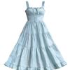 Mint milk green suspender dress, new women's summer French gentle design, waist A-shaped long skirt