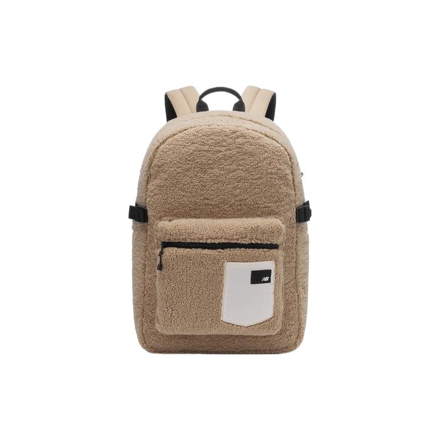 New Balance Fashion Casual Trend Sports Plush Zipper Fabric Backpack Unisex Backpack Brown LAB24001-BEI Brown