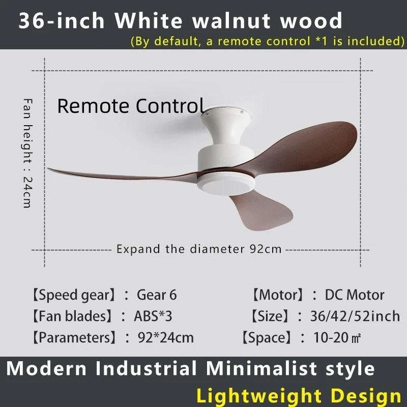 36-52" No-Light Design Multi-Space Use Electric Fan Low-Profile Flush Mount Ceiling Fan Remote Control Industrial Vintage Fan