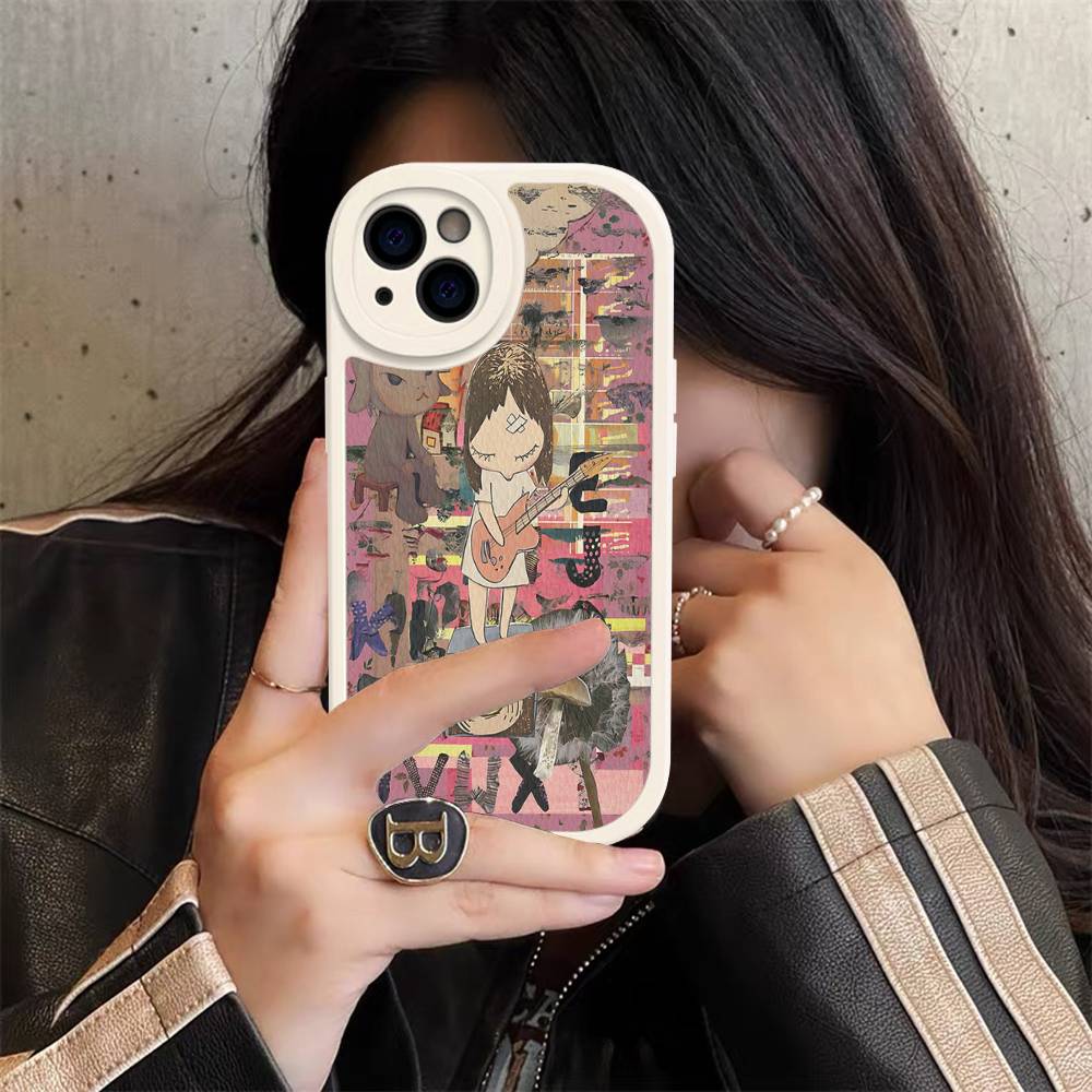 Y-yoshitomo Nara-A Retro Art PU Leather Phone Case For IPhone 16 15 14 13 12 11 Pro Max Plus Back Fundas
