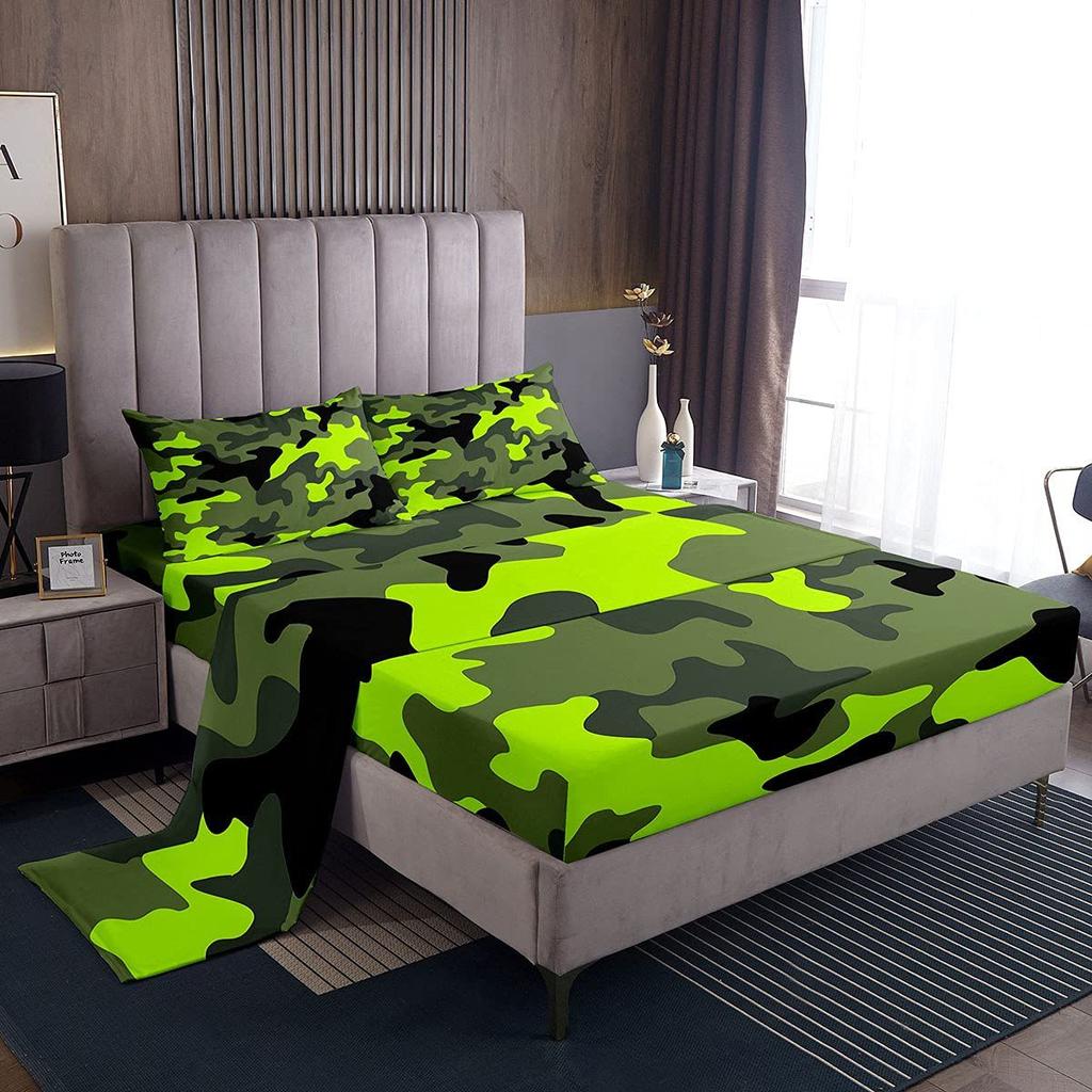 Camouflage Personalized Pattern Bed Hat Four-piece Bedding Set Bedroom Dormitory Bedding Decoration
