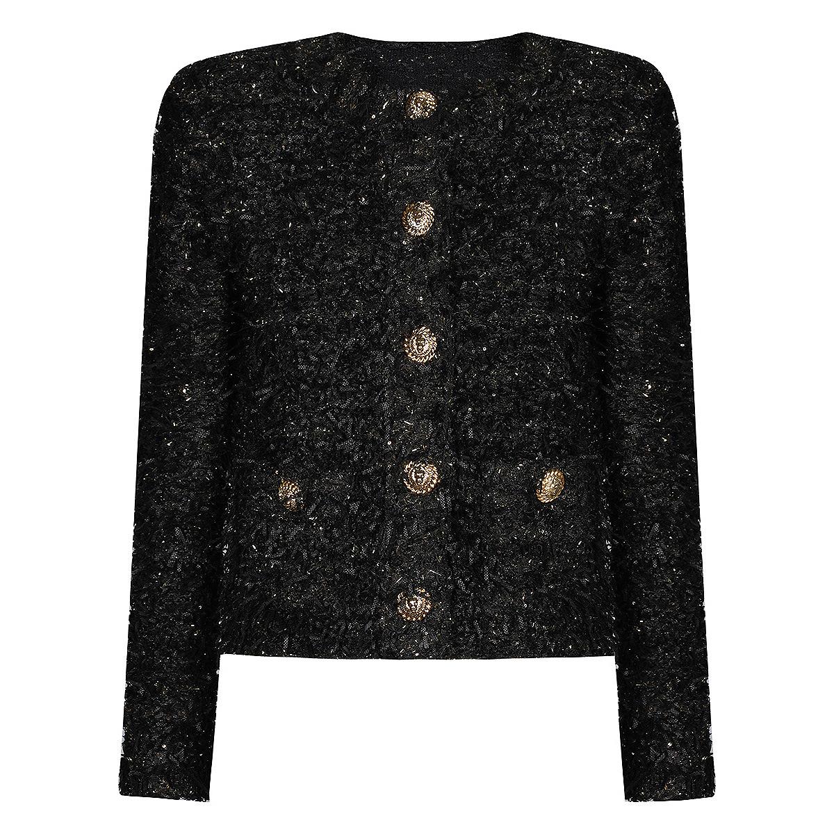 

Luxury Spring/Autumn 2025 Gold Thread Knit Tweed Cardigan Small